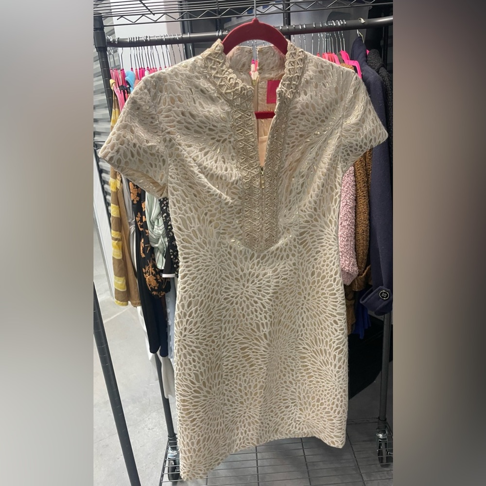 Lily Pulitzer gold patterned dress